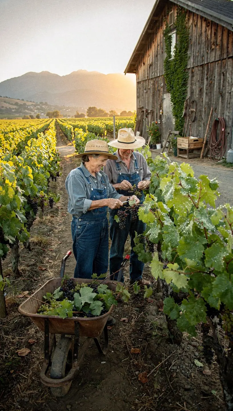 Уютный уголок для отдыха на открытом воздухе среди виноградников